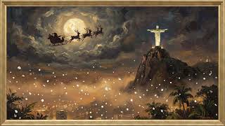 Christmas Santa Over Christ The Redeemer | Framed Art TV Wallpaper 4K | Oil Painting | 2 Hours screenshot 1