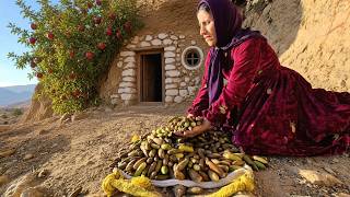 The hard life of a homeless mother; collecting acorns to buy food