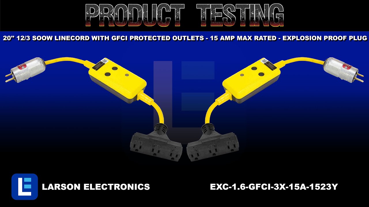 20'', 12/3 SOOW, Linecord, GFCI, Protected, Outlets,  15 Amp, Max Rated, Explosion Proof Plug