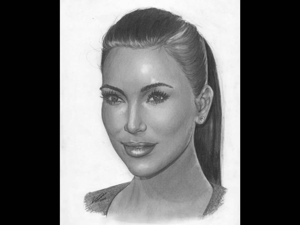 Kim Kardashian pencil portrait HD YouTube
