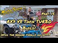 Part. 15.  ★ RX-7 — V8  "Twin TURBO" ★   Engine Swap Build !  FINALLY FITTING THE ENGINE - SUMP SWAP