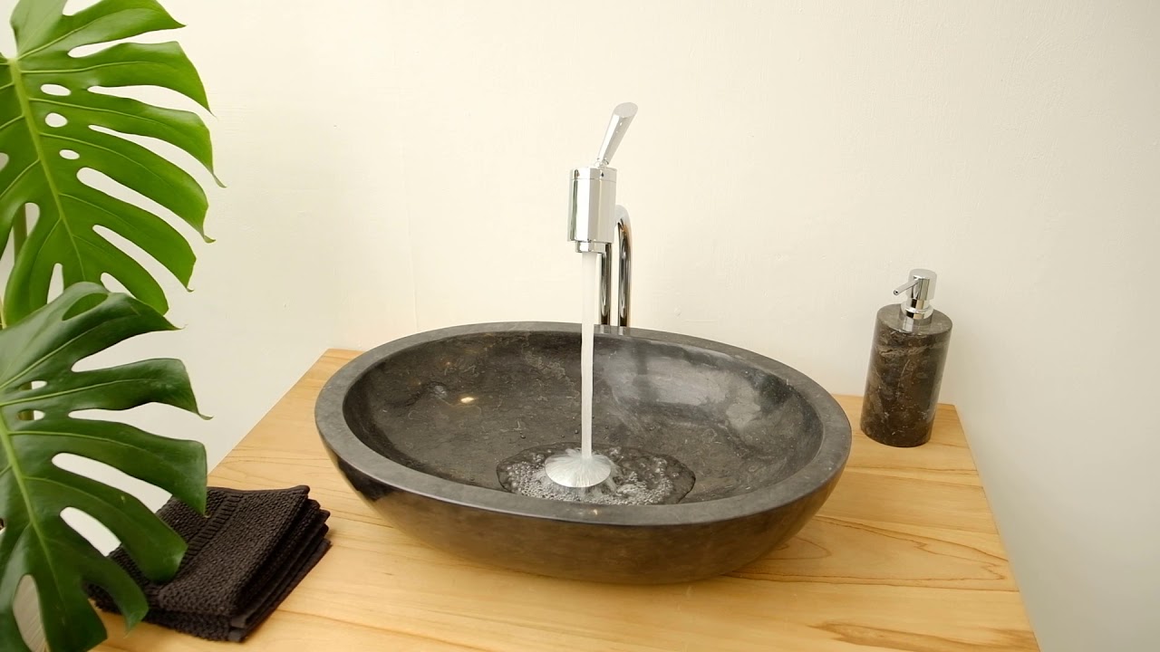 Marmor Steinwaschbecken oval ca. 45x35x12 cm - 223