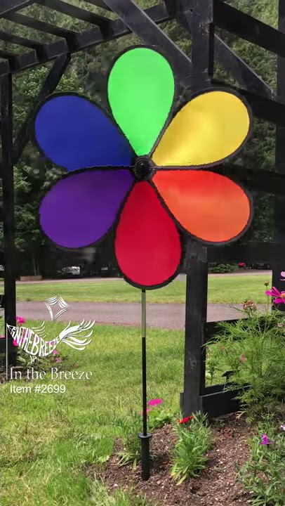 30' 6 Petal Rainbow Flower Ground Spinner - In the Breeze