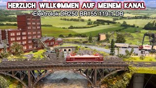 Fahrvideo, Elektrolok DR250 BR155 119-1 DB, meine Modellbahn in Spur-N 1:160, aus Liebe zum Detail