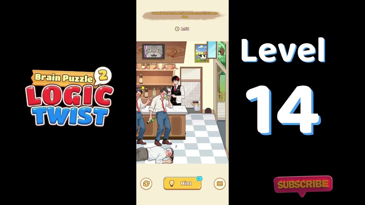 Brain Puzzle 2 Logic Twist Level 14 - Bar Closed 🧠 | Walkthrough