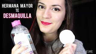 ♡ASMR español♡ HERMANA MAYOR TE DESMAQUILLA. Roleplay (susurros, relajacion visual)