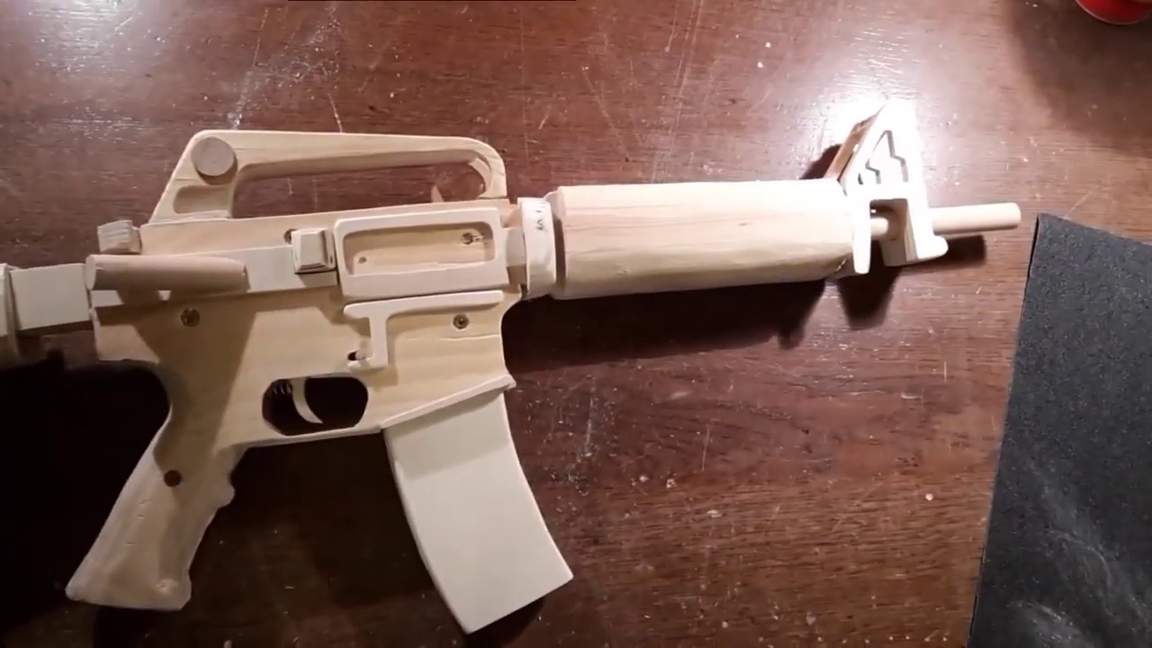 How to make a semi auto M16 Rubberband Gun Free templates YouTube