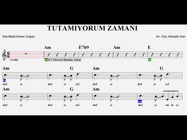 TUTAMIYORUM ZAMANI--Am--:Guitar,Flute,Violin,Keyboard,Melodica,Recorder. class=