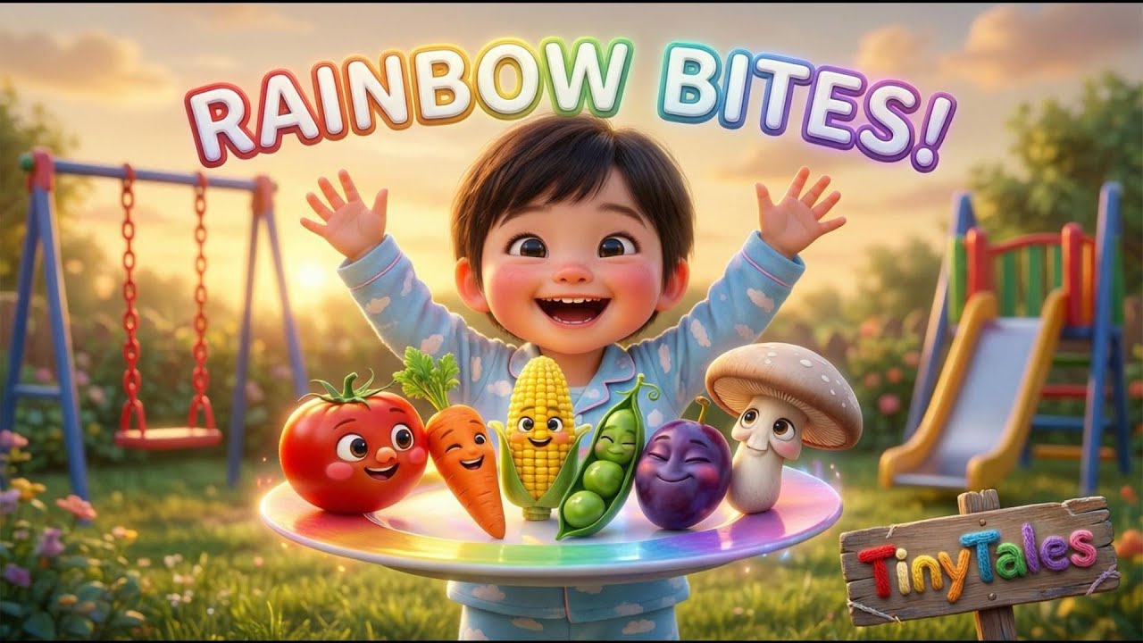“Rainbow Bites: Learn Colors with Veggies! 🌈 | Toddler Healthy Eating Song | TinyTales”