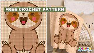 FREE C2C PATTERN + GRAPH - Baby Sloth - Crochet Blanket Design by MagicYarnPixels