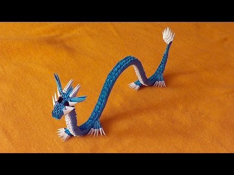 3D origami mavi Çin ejder öğretici, pokemon Gyarados (bir sürpriz biten video) DIY