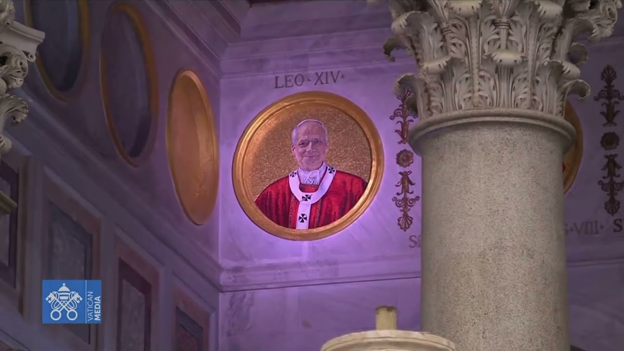 The newly installed mosaic of His Holiness Pope Leo XIV