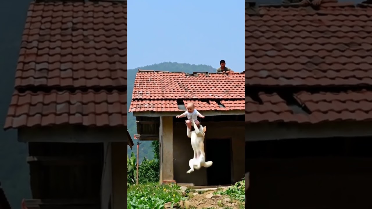 A touching scene of an angel dog carrying away a heartwarming message