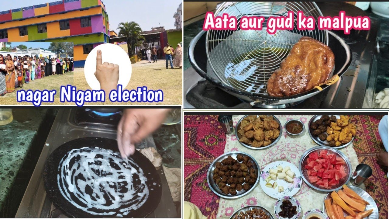 Nagar Nigam election || me gaya vote Dene  | aata aur gud ka malpua recipe 