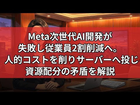 【特集】Meta株価急落の真相｜次世代AI開発失敗と1.5万人削減が露呈した「巨額投資の空回り」を分析