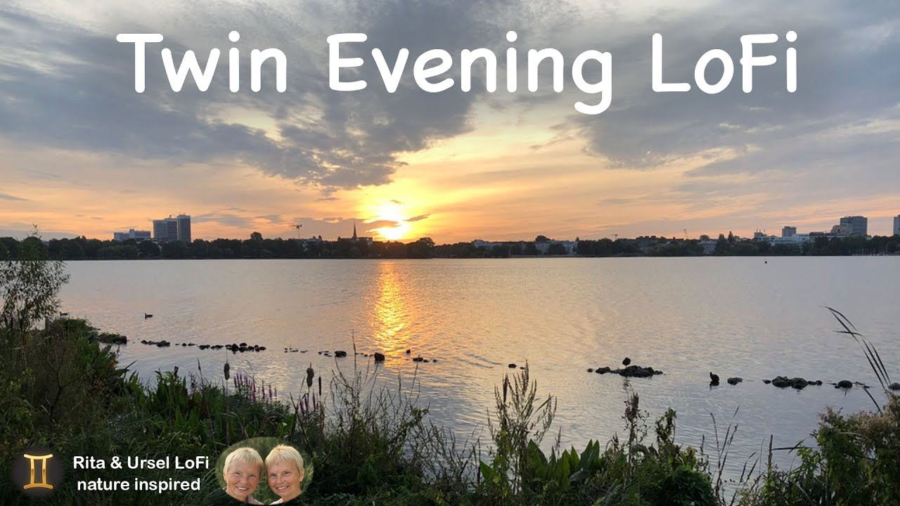 Twin Evening LoFi – soft city lake sunset for peaceful evening vibes
