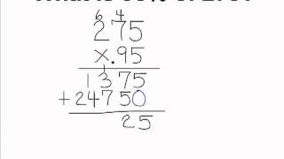 Take a given percentage and write it as its decimal equivalent.
multiply that value by the number to find your answer. this video is
good for those who...
