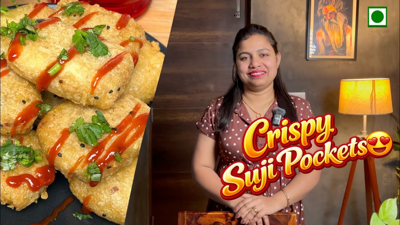 Crispy Suji Pockets Recipe | Street Style Suji Snacks with Spicy Potato Filling 🥔🔥