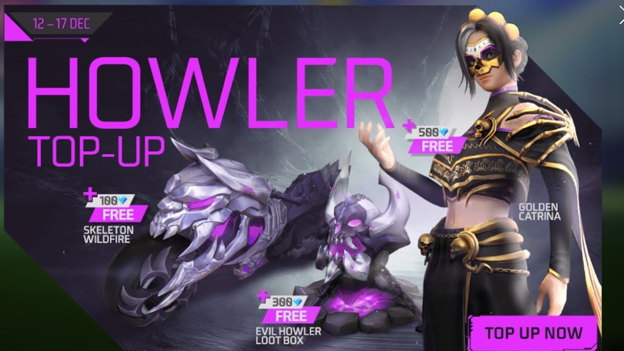 Free fire howler topup event 