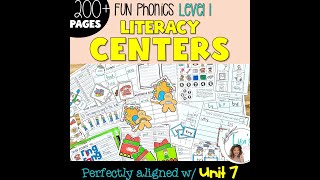 Fun Phonics LEVEL 1 Unit 7 Guided Centers, Center Work, Printable activities