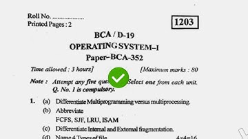 2019 KUK BCA 5th Sem Operating System Question Paper