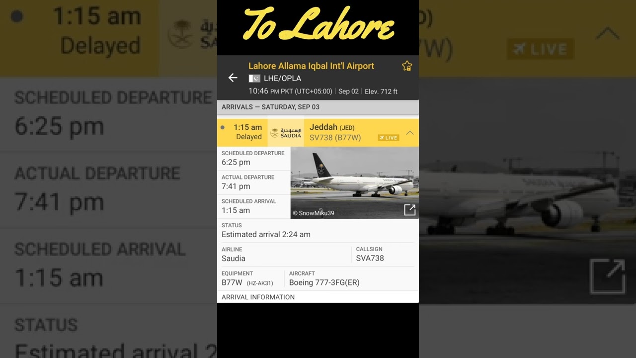 Saudi Flight SV738 Delay