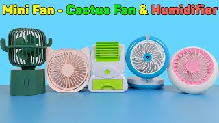 Mini Fan  Cactus Fan USB Shaking Head & Oscillating, Humidifier Misting | Unboxing And Review