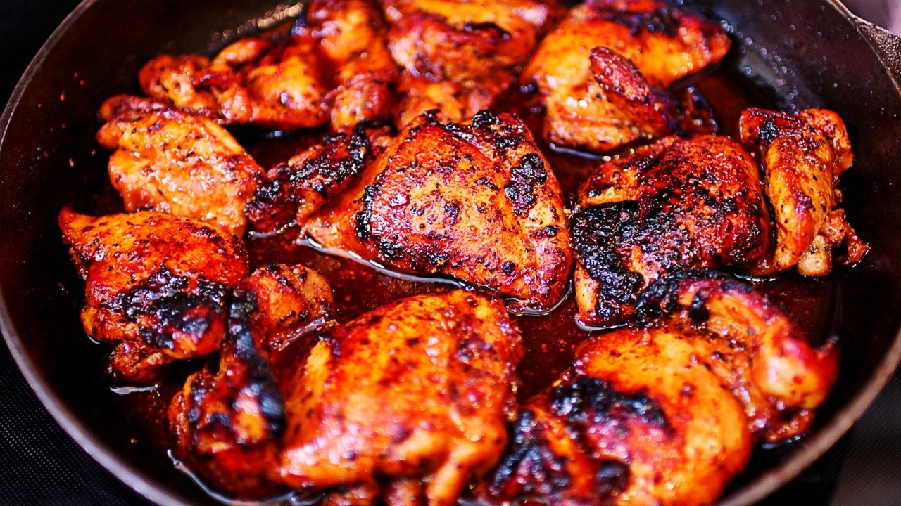 Easy Sweet & Spicy Baked Chicken Thighs Recipe - YouTube