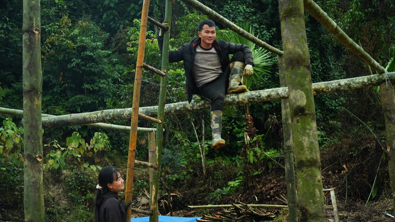 Путешествие Тханга и Нхи к «постройке гнезда»: от больших бамбуковых деревьев до маленькой кухни.