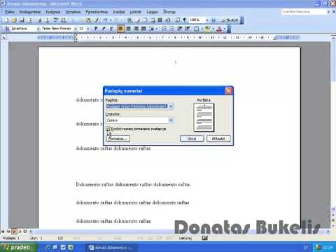 Puslapiu numeravimas word