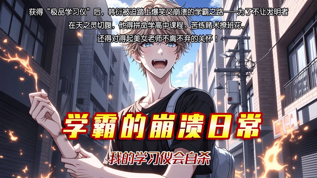 學霸的崩潰日常：我的學習儀會自殺。獲得極品學習儀後，韓衍被迫踏上爆笑又崩潰的學霸之路——為了不讓發明者在天之靈切腹，他得拼命學高中課程、苦練賭術撩班花，還得對得起美女老師不離不棄的關懷！