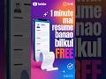 1 minute main resume banao bilkul free #shorts