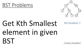 BST - 17: Get Kth Smallest element in given Binary Search Tree (BST) Wealth