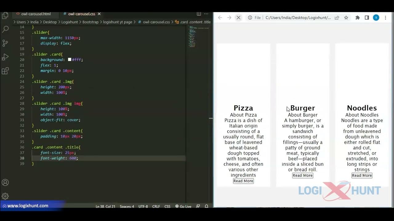 Owl Carousel using html CSS & jQuery | Learn HTML CSS jQuery | Coding ...
