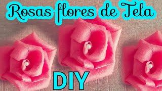 DIY-Como Hacer Rosas Flores en Tela/How To Make Easy Fabric Flower Roses/Flores de tela paso a paso