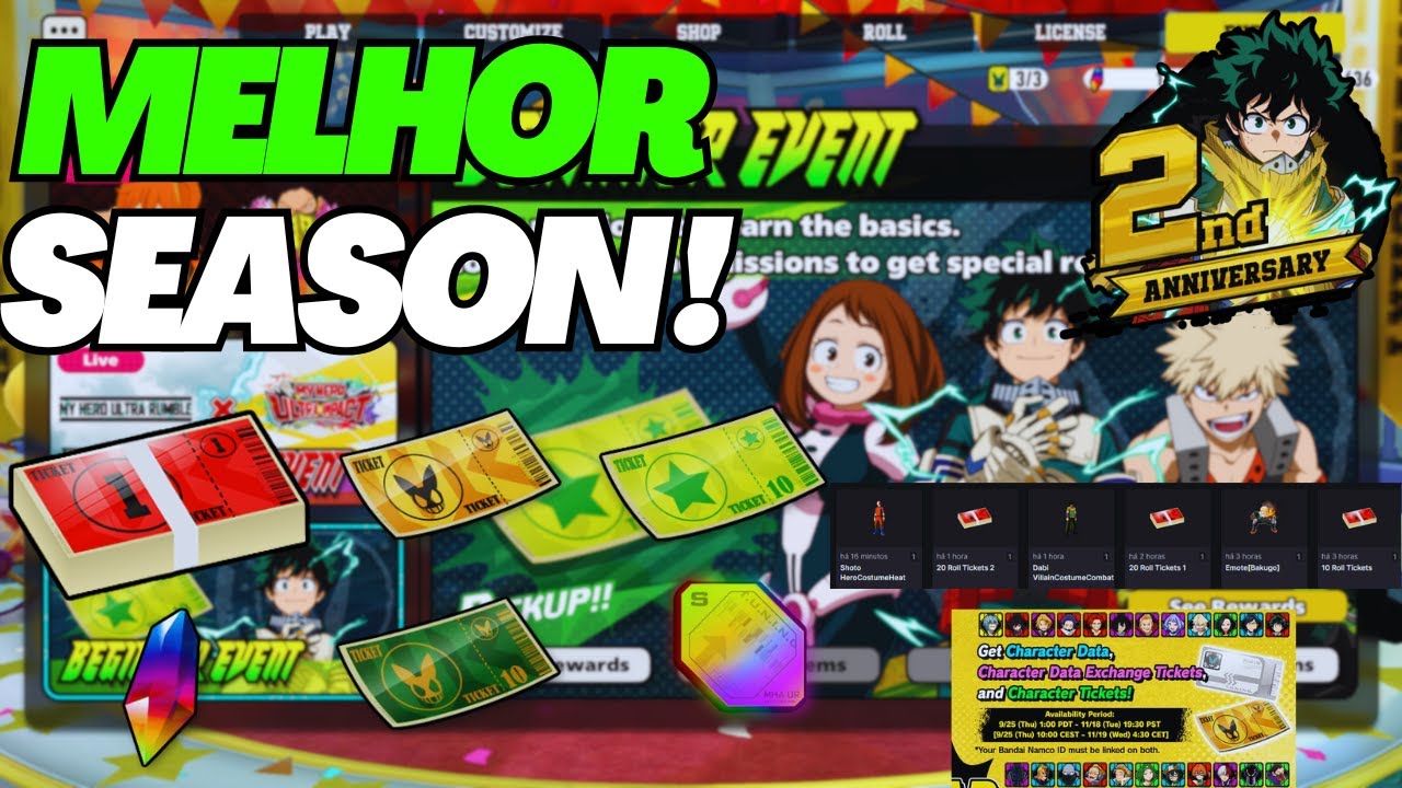 BOMBA! CONSIGA MUITOS TICKETS E RECOMPENSAS INACREDITÁVEIS ENQUANTO HÁ TEMPO! - My Hero Ultra Rumble