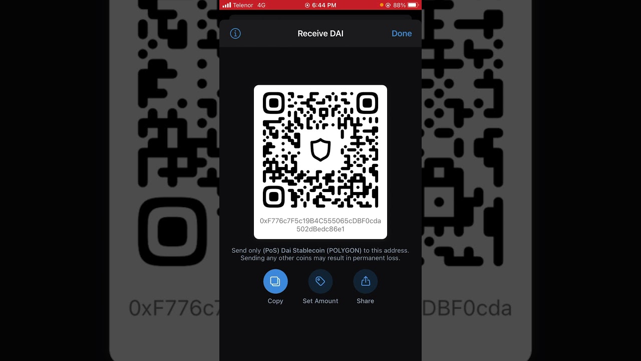 How to copy (PoS) Dai Stablecoin and Polygon recive address/ recive address copy krne ka tareeka