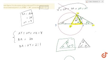 In the given figure, O is the centre of the circle and TP is the tangent to the circle from an ...