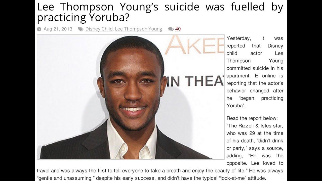 Lee Thompson Young's suicide attributed to 'yoruba religion' - YouTube