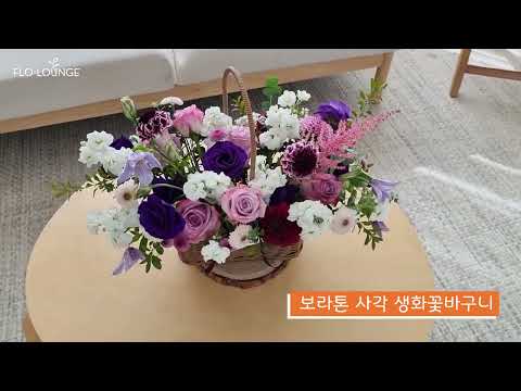 보라톤 사각 생화꽃바구니, 예쁜꽃은 플로라운지 - video from Florano