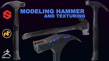 Timelapse Modeling Cyberpunk Hammer Foundry MODO - Texturing Substance Painter - Sculpting ZBrush