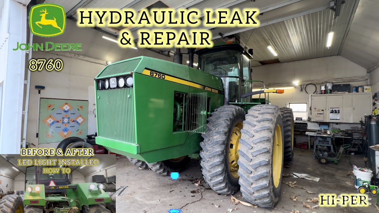 Ремонт утечек в гидравлической системе трактора JOHN DEERE и установка светодиодных фонарей