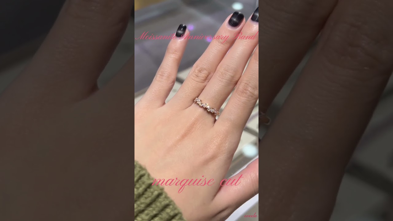 Moissanite Anniversary Band Vintage 14k Rose Gold Stacking Matching Wedding Promise Ring