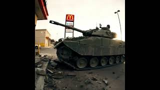 Tank crashes through drive through 😂 #tank #funny  #crazy #foryou