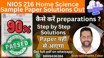 nios class 10 home science sample paper solved 2024|home science nios class 10 sample paper