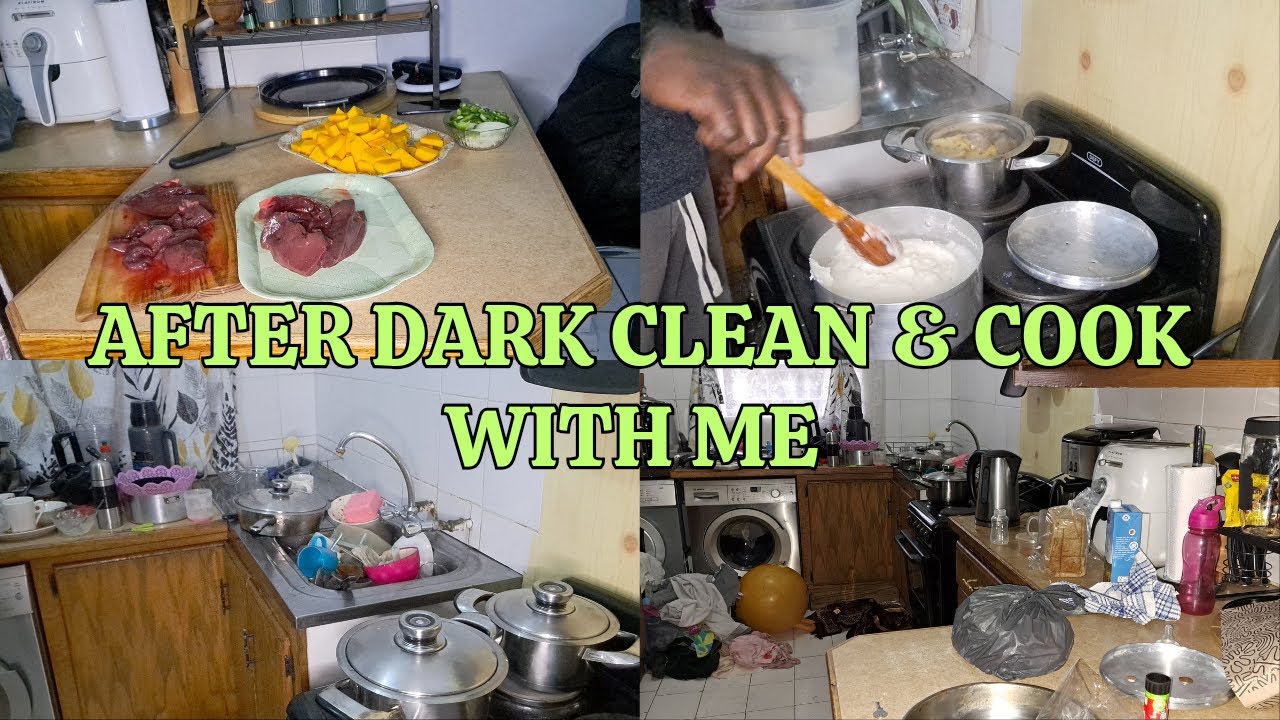 AFTER DARK CLEAN AND COOK WITH ME | KITCHEN CLEANING | DISHES | COOKING ...