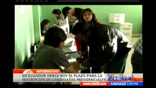 Termina plazo de inscripciones para los comicios presidenciales en Ecuador