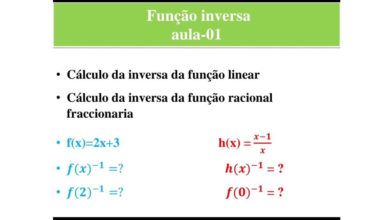 FUNÇÃO INVERSA- aula-01 - YouTube