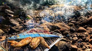 秋のデイキャンプ。焼きサンマに挽きたて珈琲、渓流で癒しの時間を過ごす。