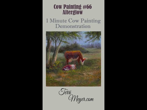 1 Minute Oil Painting Video of Cattle – Video #66 – Afterglow